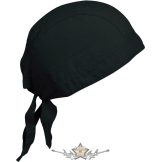 Headwrap - Black Biker Cap.fekete. vászon kendő