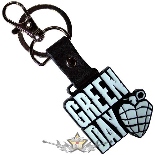 Green Day - Keychain.  Stacked Logo & Grenade (Glow-in-the-Dark).   import fém kulcstartó