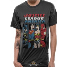 JUSTICE LEAGUE - LINE UP T-Shirt CHARCOAL.  filmes  póló
