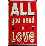   ALL YOU NEED IS LOVE -  Metal Sign.  20X30.cm. fém tábla kép