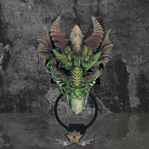Gothic Green Dragon Door Knocker. 23.cm. NEM2566.  fantasy dísz, kopogtató