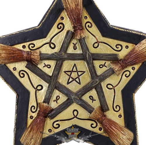 Mágikus Védő Wiccan Seprűnyél Doboz 16cm.  asztali dísz, ékszer tartó doboz