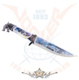   Wolf head knife, steel blade. L.35. KI. 18. cm. 774-8256.  - hobby kés, bicska, tőr, dísztárgy