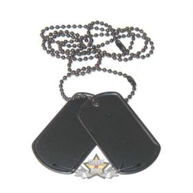 US Dog Tag Set,  with chains.  Fekete.  medál, dögcédula