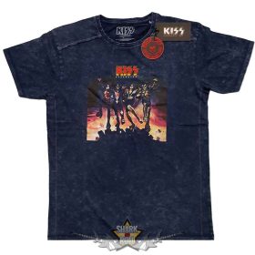   KISS - Unisex T-Shirt.  Destroyer (Navy Blue) (Wash Collection)   férfi zenekaros póló
