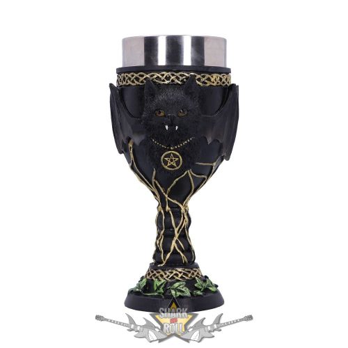 Vampire - Feline Fang Black Cat Goblet 17.3cm.  fantasy dísz,kehely. serleg