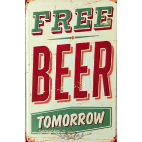   BEER - Free Beer Tomorrow.   Metal Sign.  20X30.cm. fém tábla kép