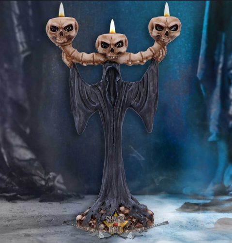 Light the Way Reaper Skull Tea Light Holder. U6512Y3. 26,5 cm  gyertya tartó