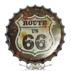 ROUTE 66 - CLASSIC LOGO.  Bottle Cap Tin Sign Cafe Bar Pub Metal Art Poster. 14. cm. kerek fém tábla kép 