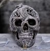 Silver Cranial Drakos Engraved Dragon Skull Ornament. U4977R0.  koponya figura
