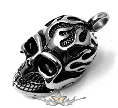Koponya - FIRE SKULL. Stainless Steel. JVP.    nyaklánc, medál