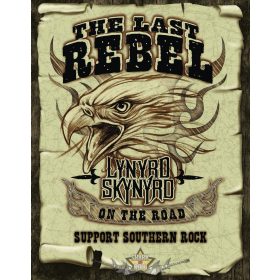   LYNYRD SKYNRYD - HE LAST REBEL  SUPPORT SOUTHERN ROCK.  TEXTILE. zenekaros zászló