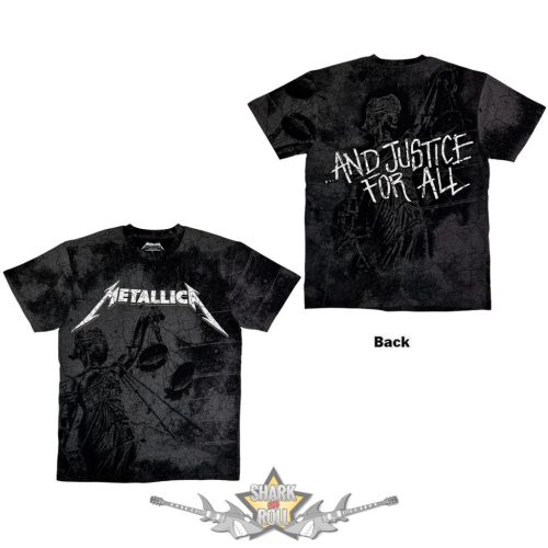 Metallica - Unisex T-Shirt.  Justice (Black) (Wash Collection) (Back Print).   férfi zenekaros póló