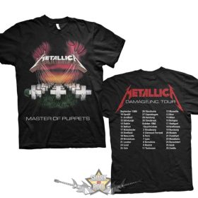   Metallica - Unisex T-Shirt. Master of Puppets European Tour '86. (Black) (Back Print)   férfi zenekaros póló