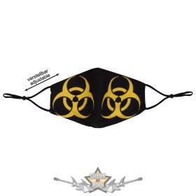   Biohazard. Biológiai veszély. Yellow. Textil pamut  maszk.  védőmaszk