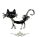 Black Cat - Macska bross – strasszkövekkel és masnival díszített   bross, kitűző.  