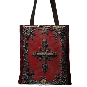 Gothic Cross Floral Print poliészter táska.    vászon táska, bevásárló táska   Gothic Cross Floral Print poliészter táska.    vászon táska, bevásárló táska