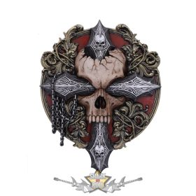   A sötétség spirálkeresztje Barokk koponya és láncok faltáblája. B5259s0. koponya figura