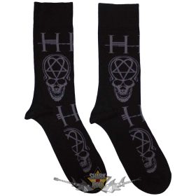   HIM - Unisex Ankle Socks.  Heartagram Skull (Black) (UK Size 7 - 11)    boka  zokni