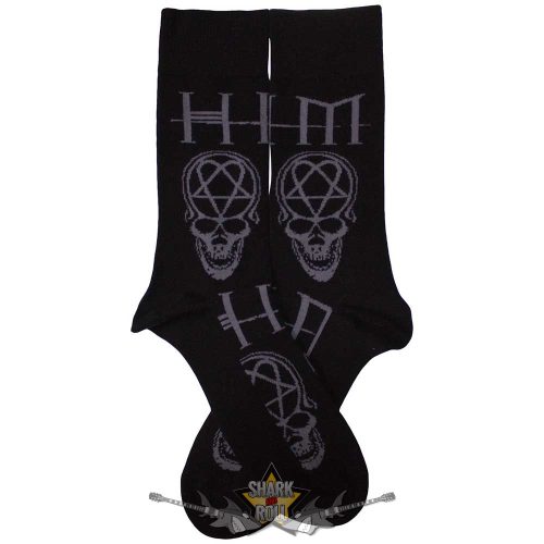 HIM - Unisex Ankle Socks.  Heartagram Skull (Black) (UK Size 7 - 11)    boka  zokni