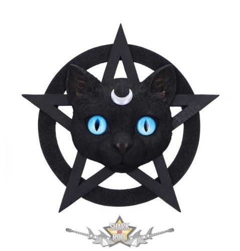 BLACK CAT - Feline Worship Cat Pentagram Wall Plaque 25.5cm. D6766A24.   fantasy figura, Macskaimádó Pentagram Fali Plakett 