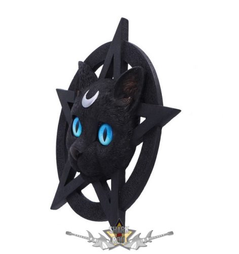 BLACK CAT - Feline Worship Cat Pentagram Wall Plaque 25.5cm. D6766A24.   fantasy figura, Macskaimádó Pentagram Fali Plakett 
