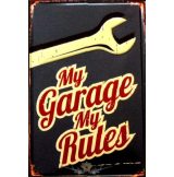 GARAGE -  MY GARAGE MY RULES.  20X30.cm. fém tábla kép