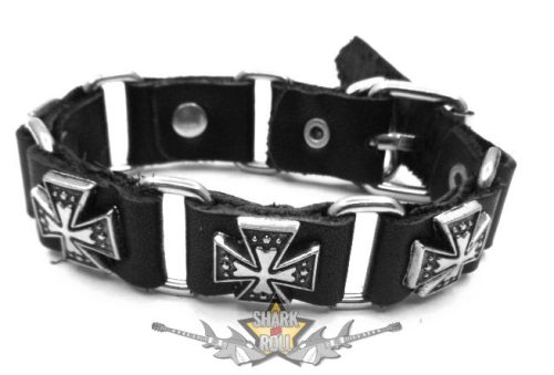 1 soros  -  5 db.  vaskereszttel. Iron cross. JVP.  karkötő, csuklópánt. 