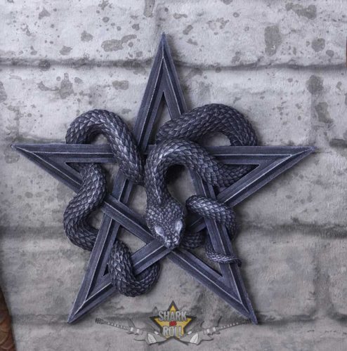 Kígyóimádó kígyó fali tábla - Serpent's Worship Snake Wall Plaque 24cm. d5925v2.   fantasy figura