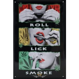 Roll Lick Smoke.  20X30.cm. fém tábla kép
