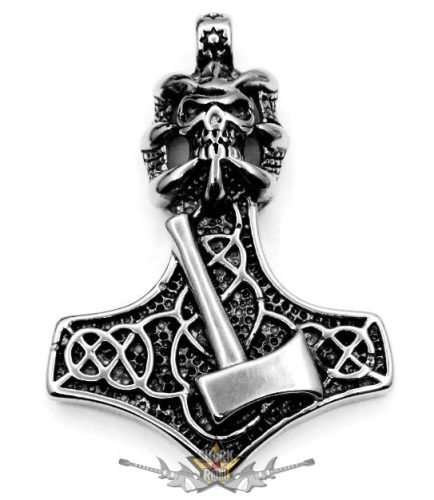 THOR HAMMER -  Skull & Axe.   nyaklánc, medál