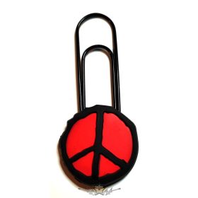   Békejeles (peace) nagy gémkapocs - könyvjelző.  irodaszer