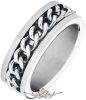 Láncgyűrű rozsdamentes acélból. Ezüst.Embedded Chain Link Ring Silver. Forgó.    Acélgyűrű. 