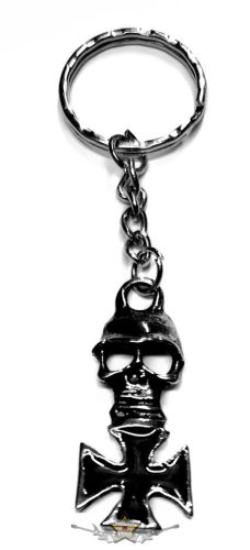 Iron cross black - koponyás.  fém kulcstartó