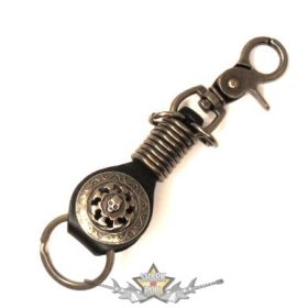   SKULL - kulcstartó koponyás emblémával, rugóval. Karabiner. fém kulcstartó