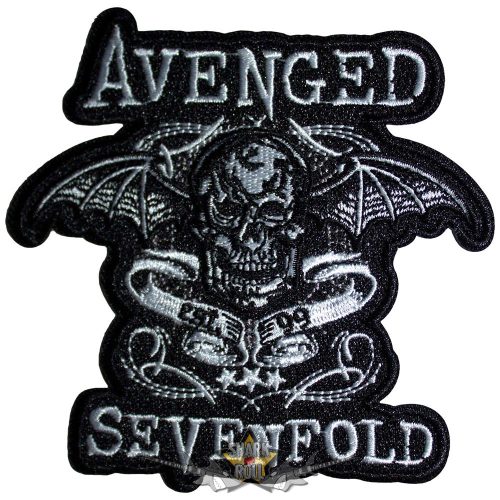 Avenged Sevenfold - Deathbat Banner Cut-Out . ASPAT06   * EXTRA PRÉMIUM *.  hímzett felvarró