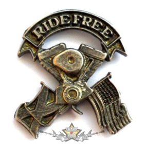 RIDE FREE FLAG.  KGJ.  fém  jelvény