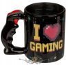 I LOVE GAMING -Szinvaltos-jatekrajongo-boegre-3D-joystick-tartoval.  3D bögre