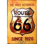   ROUTE 66 - THE MOST AUTHENTIC - SINCE 1926.  20X30.cm. fém tábla kép