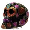 Metálfényes - Mexikói Koponya Virágokkal. SK278.  Dekor Koponya - koponya figura