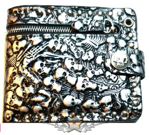 Gothic skull - Silver - Ezüst.   cipzáras pénztárca