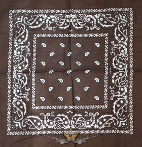 Kendő - Bandana. klasszik design, barna.  vászon kendő