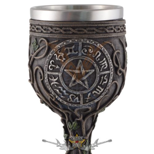 Boszorkánykehely - pentagrammal és boszorkányokkal. 766-0110  fantasy dísz,kehely