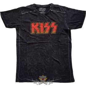   KISS - Unisex T-Shirt.  Classic Logo (Black) (Wash Collection)  férfi zenekaros póló