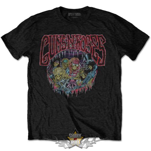 Guns N Roses - Unisex T-Shirt.  Illusion Tour (Black) (Back Print)  férfi zenekaros póló
