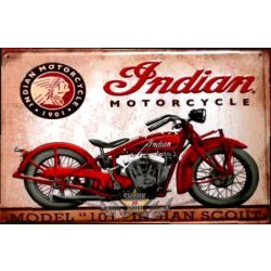 BIKER - INDIAN MOTORCYCLES - MODEL 101 - INDIAN SCOUT.  20X30.cm. fém tábla kép
