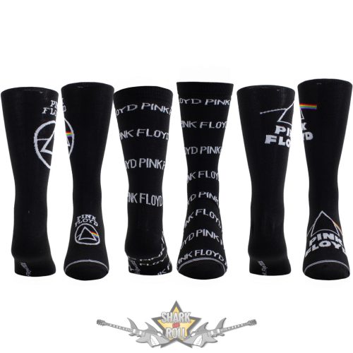 Pink Floyd - Unisex Sock Guitar Tin.  Logos (Black) (UK Size 6.5 - 11)  Fémdobozos Limitált zokni szett