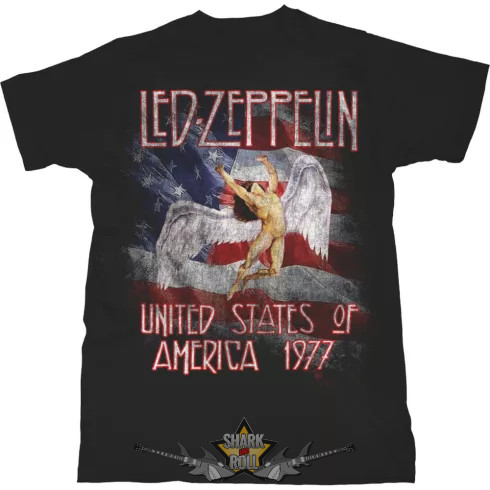 Led Zeppelin - Stars N' Stripes USA 77. póló.   férfi zenekaros  póló. 