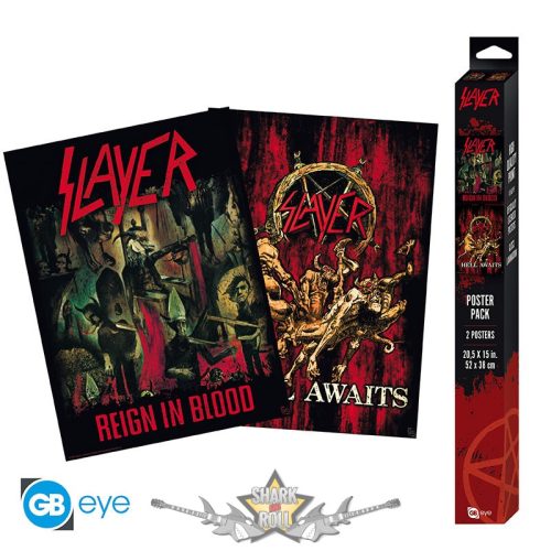 SLAYER - Set 2 Posters Chibi 52x38 - Reign in Blood - Hell Awaits.  plakát, poszter