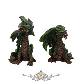   Forest Fledglings - 9cm Green Woodland Dragon Figurine. 2 DB. U5435T1. fantasy dísz
